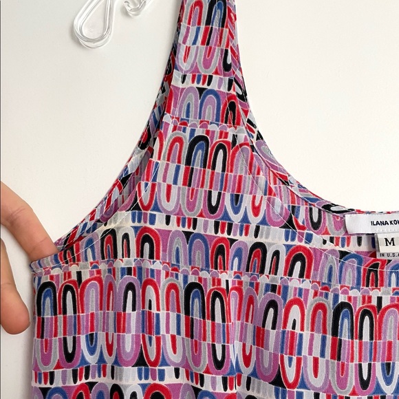 ILANA KOHN Printed Silk Dress Sz M Medium Pinks Purples Midi GUC - Picture 3 of 5